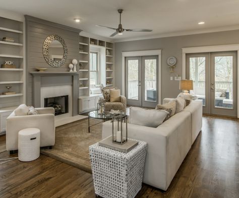 Colonnade Gray, Beige And Grey Living Room, Greige Living Room, Architecture Residential, Greige Paint Colors, Greige Paint, Beige Living Rooms, Transitional Living, Transitional Living Rooms