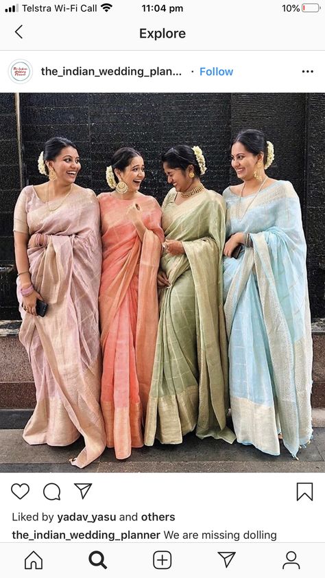 Saree Blouses Designs, South Indian Bridesmaids, Sisters Photoshoot Poses, Indian Bridesmaids, Blouses Designs, Sarees For Girls, Bridal Sarees South Indian, Simple Saree Designs, Indian Bridal Sarees