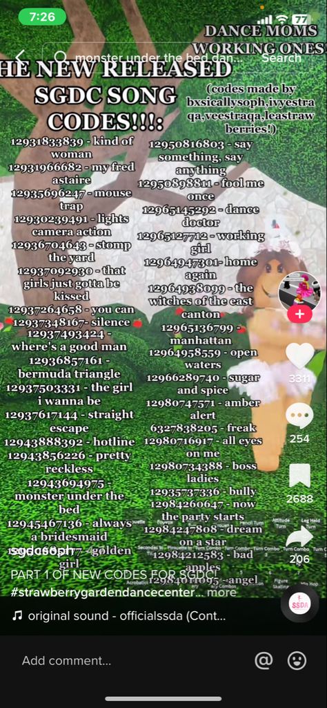 Roblox Song Codes For Aldc, Taylor Swift Song Codes Bloxburg, Bloxburg Server Code, Song Codes For Aldc, Roblox Dance Moms Music Codes, Dance Moms Music Codes, Dance Moms Chars, Ora Dance Moms Staff Codes, Rare Ora Song Codes