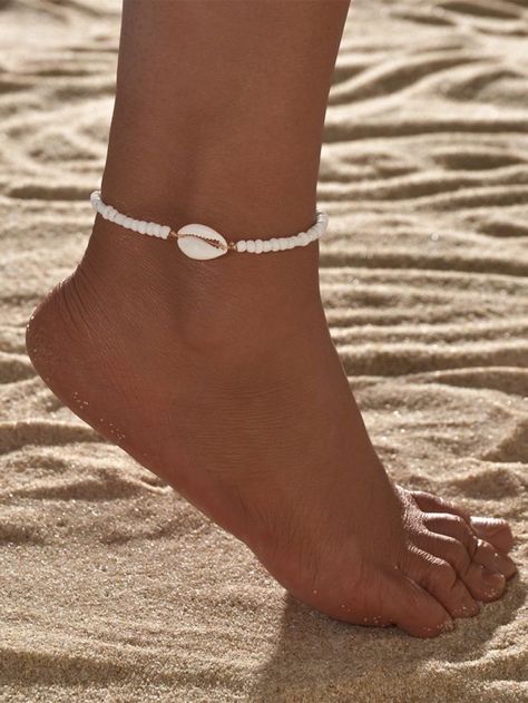 قلادات متدلية, Ankle Bracelets Diy, Homemade Bracelets, Preppy Jewelry, Beach Anklets, Women Anklets, Shell Decor, Beads Bracelet Design, Handmade Jewelry Tutorials