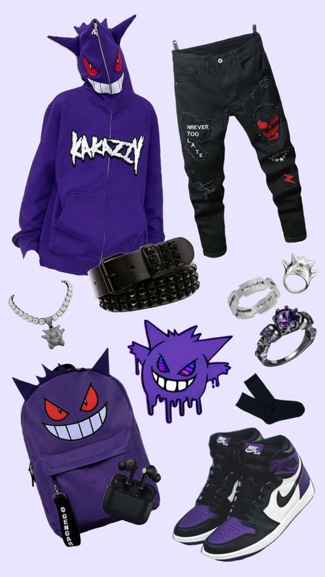 gengar fit Gengar Outfit, Tomboy Style Outfits, Y2k Outfits, Tomboy Fashion, Fashion Outfits