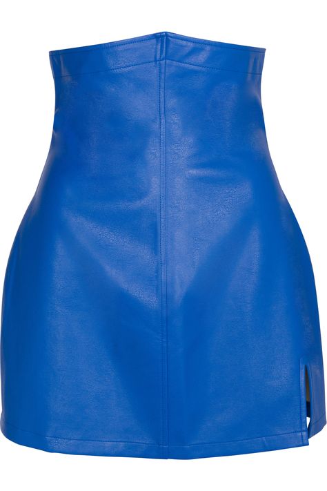 Blue Leather Skirt, Fashion Brand Company, Blue Clothes, Faux Leather Skirt, Matching Top, Blue Leather, Skirt Fashion, Music Video, Final Sale