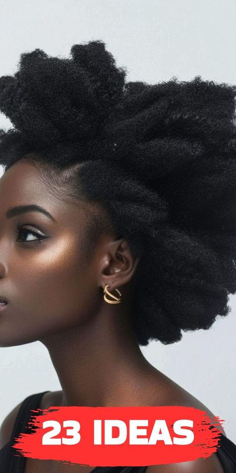 Discover 23 stunning natural hairstyles for Black women. These versatile styles include everything from cornrows to bantu knots, perfect for showcasing your natural beauty. Find your perfect look and celebrate the versatility of natural hair with these chic and trendy options. Natural African Hairstyles Afro, Pixie Headband Styles, Afro Puff Hairstyles Black Women, Black Woman Natural Hairstyles, 4c Afro Hairstyles, Black Afro Hairstyles, Air Dry Hairstyles, Natural Black Hair Styles, Natural Hair Styles Black Women