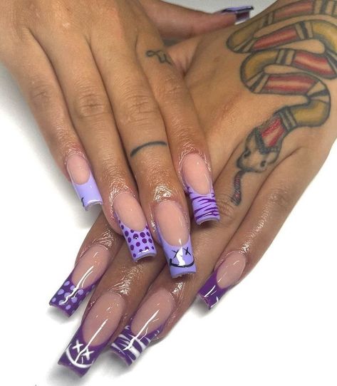 Nail Ideas Purple, Nail Purple, Acrylic Nails Almond Shape, Nail Designs Ideas, Purple Acrylic Nails, Long Acrylic Nail Designs, Purple Nail Designs, Simple Gel Nails, Purple Nail