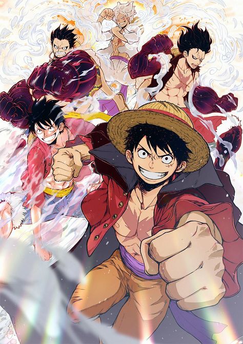 Luffy from one piece. Gear second, gear fourth and gear fifth Geeky Wallpaper, Monkey D Dragon, One Piece Anime Manga, Paper Art Sculpture, One Piece Cartoon, One Piece Meme, Pirate King, Star Wars Facts, One Peice Anime