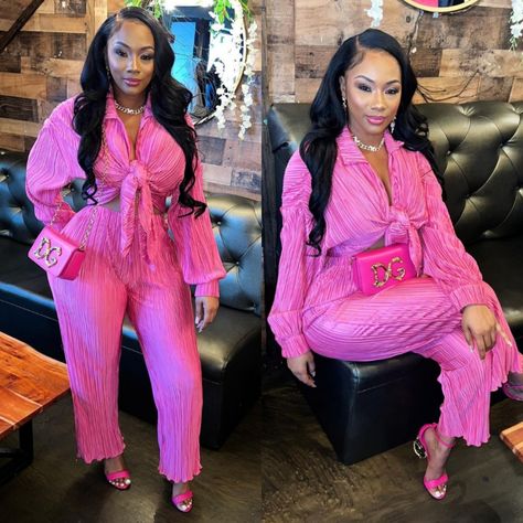 Barbie Brunch Outfit Ideas, Mother's Day Outfits Black Women, Fashion Killa Pink, Pink Spring Outfits Black Women, White And Pink Outfit Black Women, Shades Of Pink Party Outfits, Pink Outfits Black Women Brunch, Black Women Pink Outfits, Pinknic Outfits