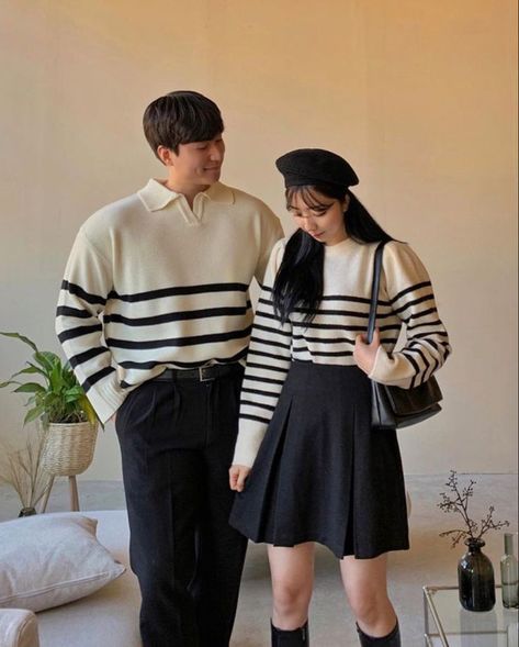 #fashion, #style, #beauty, #outfitinspiration Matching With Boyfriend Outfits, Cozy Couple Outfits, Couple Outfits Color Coordinating, Couples Twinning Outfits, Korean Couple Aesthetic Outfit, Matching Clothes Couple Aesthetic, Twinning Outfits Couple, Cute Couple Outfits Korean, Couple Indian Outfits