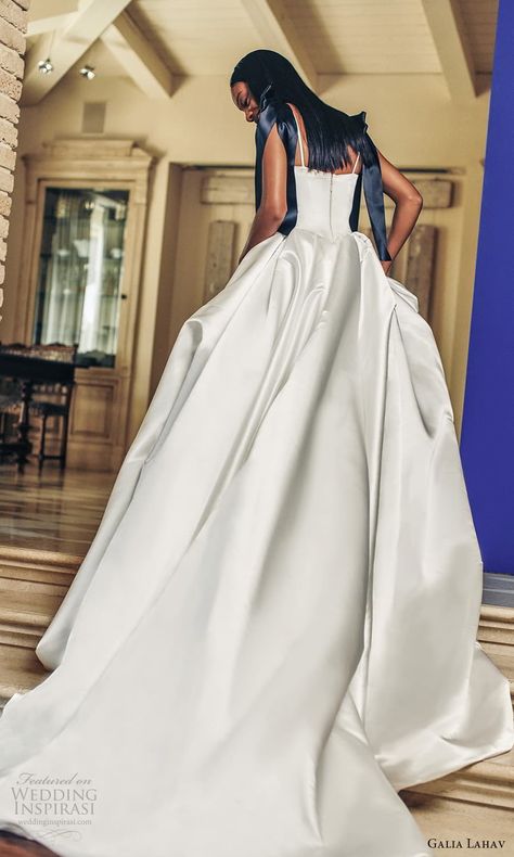 galia lahav fall 2022 couture bridal sleeveless straps square neckline clean minimalist a line ball gown wedding dress chapel train (5) bv -- First Look: Galia Lahav Fall 2022 Couture Wedding Dresses | Wedding Inspirasi #wedding #weddings #bridal #weddingdress #weddingdresses #bride #fashion #collection:Telenovela #label:GaliaLahav #season:Fall/Winter #week:412021 #year:2022 ~ Deb Ball, Galia Lahav Bridal, A Line Ball Gown, Fall 2022 Couture, 2022 Couture, Couture Wedding Dresses, Satin Ball Gown, Wedding Inspirasi, Bride Fashion