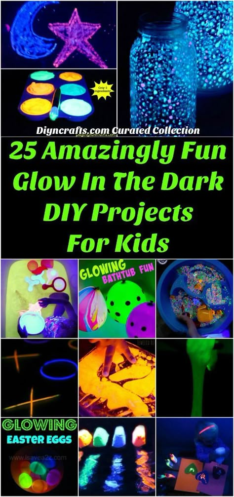 Do you kids love glow in the dark crafts and projects?  These glow in the dark crafts and DIY projects for kids are so much fun!  Give them a project to work on this summer and see their faces light up with pride! 25 Amazingly Fun Glow In The Dark DIY Projects For Kids - Parents will enjoy these as well! :#kids #glowinthedark #kidsDIY #kidscrafts #funideasforkids #summerfun #crafts #DIY #diyncrafts Glow In The Dark Crafts, Dark Crafts, Glow In The Dark Art, Glow Crafts, Diy Glow, Crafts For Teens To Make, Glowing Art, Diy Projects For Kids, Light Crafts