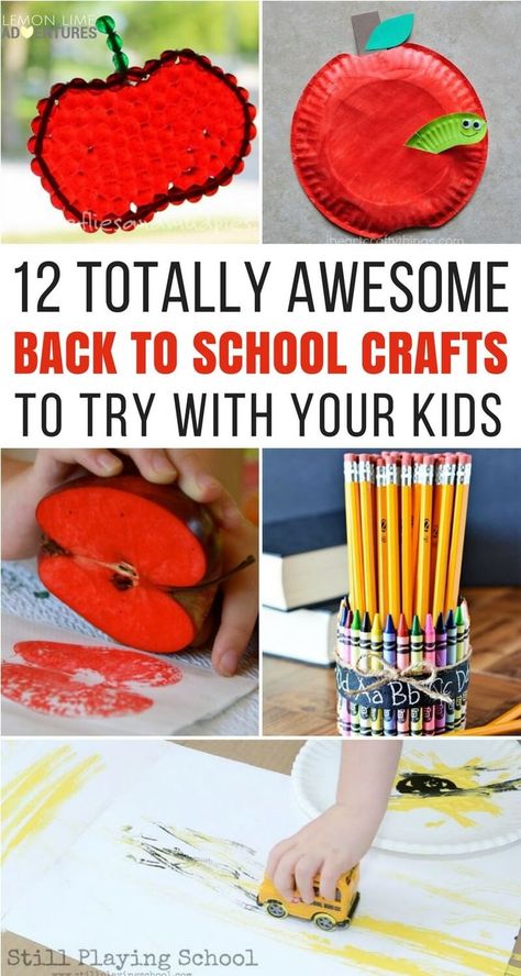 12 Totally Awesome Back to School Crafts via @lemonlimeadv School Safety Crafts For Preschool, Intergenerational Activities, Learning Shelf, School Crafts For Kids, Dayhome Ideas, Safety Town, Back To School Crafts For Kids, Good Friday Crafts, Online Membership