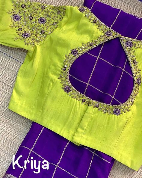 Heavy Blouses, Marriage Blouses, Gold Blouse Designs, Green Blouse Designs, Simple Stitching, Blue Blouse Designs, Maggam Blouse, Ruby Bangles, Latest Bridal Blouse Designs