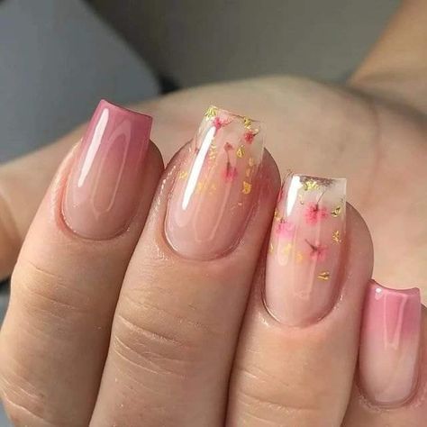 Floral Nail Designs, Subtle Nails, Blush Nails, Short Acrylic Nails Designs, Pretty Acrylic Nails, Floral Nails, Fancy Nails, Chic Nails, Types Of Nails