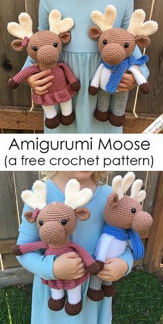 I'm excited to share Miles and Millie the Moose! You can find the easy to follow pattern for free on my blog, Grace and Yarn! I hope you enjoy making them as much as I did! Amigurumi Moose, Grace And Yarn, Crochet Moose, Crochet Animal Amigurumi, Pola Amigurumi, Crochet Amigurumi Free Patterns, Crochet Amigurumi Free, Crochet Toys Patterns, Crochet Patterns Amigurumi