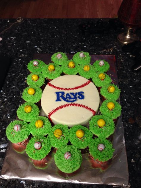 Baseball cake and cupcakes