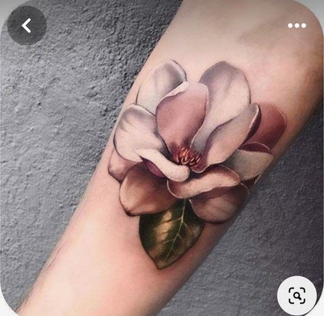 Magnolia Tattoo For Men, Realistic Magnolia Tattoo, Black And White Magnolia Tattoo, Magnolia Tattoo Sleeve, Magnolia Tattoo Design, Gardenia Tattoo, Men Flower Tattoo, Realistic Flower Tattoo, Magnolia Tattoo