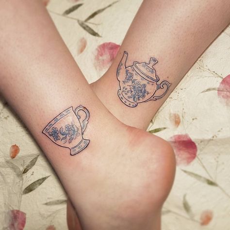 Teapot and Teacup Tattoos | Tattoo Ideas and Inspiration Kettle Tattoo, Tea Tattoos, Tea Cup Tattoo, Teapot Tattoo, Sister Tats, Tea Tattoo, Teacup Tattoo, Cup Tattoo, Tattoo Floral