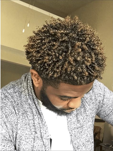 Highlighted Curls, Hairstyles For Black Men, Short Hair Twist Styles, Natural Hair Men, Black Hair Cuts, Curly Hair Fade, Black Curls, Tapered Hair, Black Men Haircuts