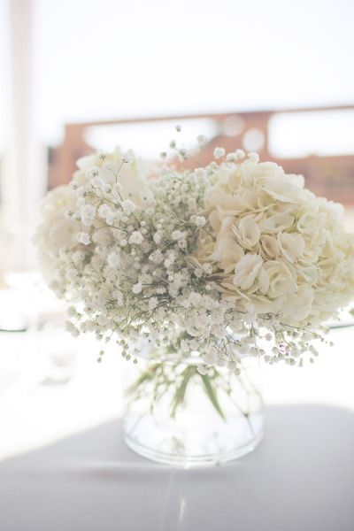 baby's breath and hydrangea :: beautiful Unique Rustic Wedding Centerpieces, Something Borrowed Wedding, Babies Breath, Rustic Wedding Centerpieces, Deco Floral, Baby's Breath, Estate Wedding, Bay Area, Wedding Centerpieces