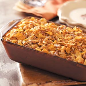 Crunchy Sweet Potato Casserole Recipe from Taste of Home -- shared by Virginia Slater of West Sunbury, Pennsylvania  #Thanksgiving Autumn Baking, Sweet Potato Recipes Casserole, Yummy Sweet Potatoes, Potato Recipe, Holiday Meals, Corn Flakes, Cereal Recipes, Sweet Potato Casserole, Potato Casserole