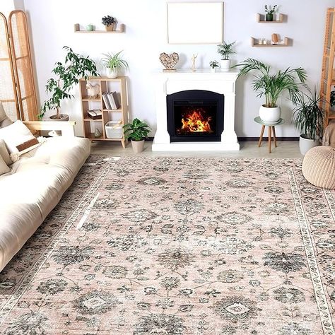 Amazon.com: Mcadore 8x10 Area Rugs Pink Washable Boho Rug, Non Slip Carpet for Living Room, Bedroom, Kitchen, Soft Low-Pile Rug, Floral : Home & Kitchen Rugs Pink, Carpet For Living Room, Floral Area Rugs, 8x10 Rugs, 8x10 Area Rugs, Pile Rug, Living Room Carpet, Boho Rug, Mom And Dad