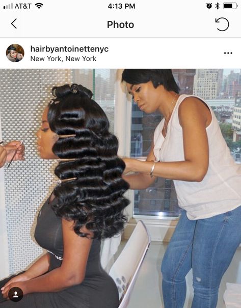 Hollywood Waves On Black Women, Short Hollywood Curls, Hollywood Hairstyles Black Women, Hollywood Waves Wedding Black Women, Old Hollywood Glam Hair Black Women, Old Hollywood Curls Black Women, Vintage Curls Black Women, Hollywood Curls Black Women, Hollywood Waves Prom