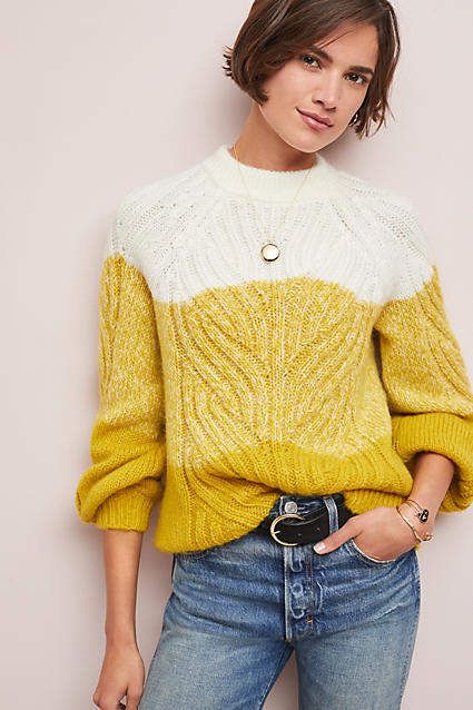 Second Female Ombre Cable-Knit Sweater #ad #AnthroFave #AnthroRegistry Anthropologie #Anthropologie #musthave #styleinspiration  #ootd #newarrivals #outfitideas #wishlist #bohostyle #bohooutfit #bohemian Red Jumper Dress, Jumper Ideas, Yellow Knit Sweater, Light Blue Knit, Gray Cashmere Sweater, Brown Knit Sweater, Green Knit Sweater, Blue Knit Sweater, Cable Knit Jumper