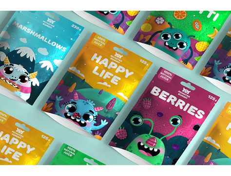 MONSTER GUMMY PACKAGING CONCEPT on Behance Gummy Packaging, Kids Packaging, Packaging Concept, Chocolate Packaging Design, Baby Products Packaging, Candy Packaging, Monster Characters, Motion Design Video, Graphic Projects