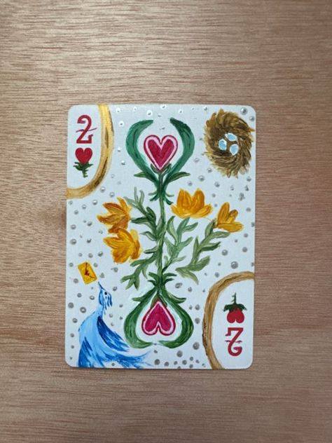 Erin M - Paintings & Prints Painted Card Deck, Painted Cards Deck, Painting Ideas Floral, Playing Card Painting Ideas, Painted Deck Of Cards, Playing Card Painting, Card Painting Ideas, Painted Playing Cards, Painted Deck