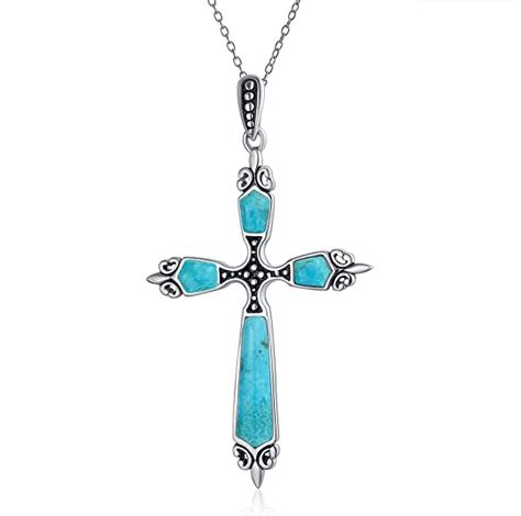 Amazon.com: Spiritual Religious Stabilized Blue Turquoise Gemstone Fleur De Lis Cross Pendant Necklace For Women Teen 925 Sterling Silver: Jewelry Rhodochrosite Jewelry, Turquoise Cross Pendant, Pink Rhodochrosite, Turquoise Cross, Sterling Silver Cross Pendant, Sterling Necklaces, Western Jewelry, Cross Jewelry, Sterling Silver Cross