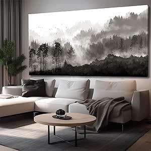 YJYart Large Artwork for Living Room Wall Canvas Art Mountains Nature Painting Artwork for Bedroom Kitchen Dining Room Modern Home Decoration 30"x 60" Canvas Art Mountains, Artwork For Bedroom, Gray Living Room Design, Dining Room Modern, Wall Canvas Art, Art Mountains, Bedroom Artwork, Master Retreat, Dark Romantic