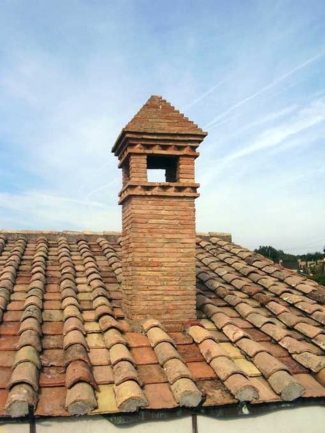 Tuscan Style Architecture, Chimney Design, Roof Cap, Sauna Diy, Brick Chimney, Chimney Cap, Desert Homes, House Map, Tuscan Style