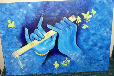 Flute Painting Canvas, Flute Painting Art, Flute Painting, Flute Drawing, Acrylic Canvas Painting, Paintings Ideas, Nature Art Painting, Acrylic Canvas, Diy Art Painting