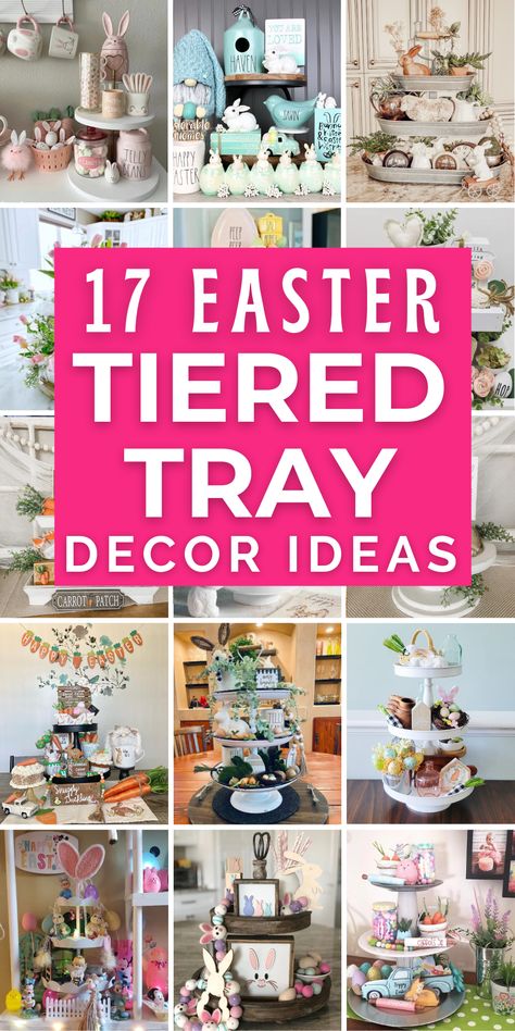 Easter is almost here, and that means it’s time to start thinking about Easter decorations! And if you are looking for some unique and creative ideas for your Easter Tiered Tray Decor, then here you will find a collection of some of the most impressive and eye-catching Easter Tiered Tray Decorations that will surely make your Easter celebration unforgettable. Easter Tray, Easter Kitchen Decor, Tiered Tray Decor Ideas, Tiered Tray Decorations, Spring Tiered Tray, Tray Decor Ideas, Easter Tiered Tray, Modern Easter, Rustic Easter