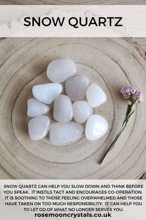 Crystal Cards, Gemstones Chart, Crystal Healing Chart, Healing Crystals For You, White Quartz Crystal, Snow Quartz, Energy Jewelry, Milky Quartz, Witch Stuff