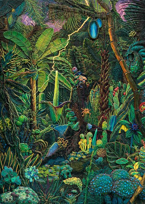 Neon Plasticine Paintings Are a Wild Welcome to the Jungle - VICE Henry Hudson, Jungle Painting, Jungle Flowers, Jungle Art, Psy Art, Forest Painting, Sun City, Welcome To The Jungle, Tropical Art