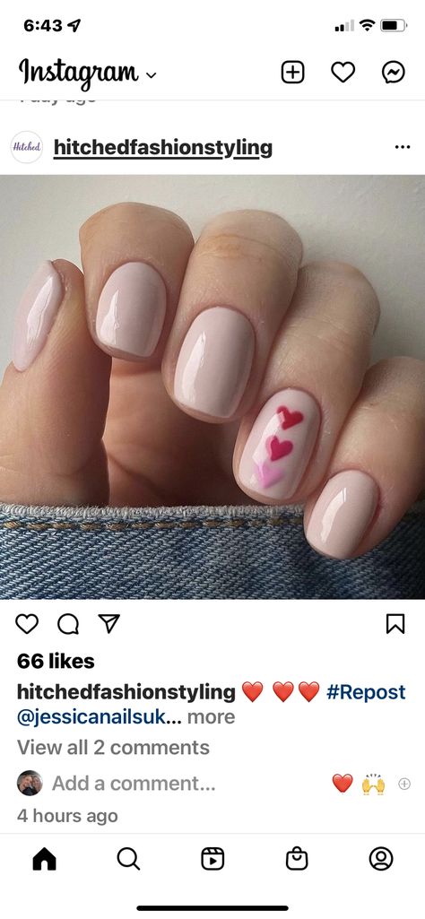 Nails Febuary 2024, Shellac Nails February, Valentine Heart Nail Design, Valentines Day Nails Ballerina Short, Fun February Nails, Valentines Day French Manicure, Neutral Valentine’s Day Nails, Funny Bunny Valentine Nails, Subtle Valentines Nails Short