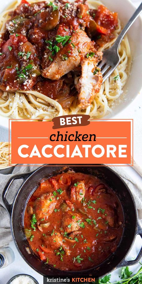 Dinner Chicken Thighs, Easy Chicken Cacciatore, Comfort Food Healthy, Cacciatore Recipes, Chicken Cacciatore Recipe, Chicken Cacciatore, Chicken Dish, Best Chicken, Family Cooking