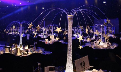 Table Centerpieces | Table Centrepieces | Table Centre Pieces Star Centerpieces Wedding, Under The Stars Centerpiece Ideas, Under The Stars Centerpieces, Galaxy Centerpiece Ideas, Space Centerpiece Ideas, Star Ice Cubes, Table Centre Pieces, Christmas Gala, Centrepiece Ideas