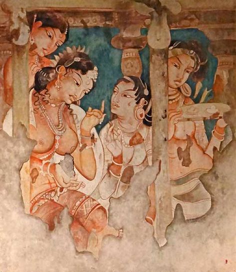 A History of Indian Art Through Five Masterpieces - Part One - The Splendor Charcoal Inspiration, Ajanta Caves Paintings, Ajanta Paintings, Ajanta Ellora, Ajanta Caves, Ancient Indian Art, Thangka Art, Kerala Mural Painting, Ancient Paintings