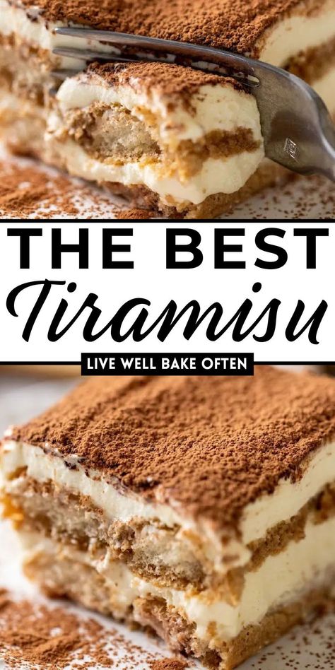 Tarimisu Recipe, Terimasu Recipe, Homemade Tiramisu Recipe, Authentic Italian Desserts, Best Tiramisu Recipe, Best Tiramisu, Live Well Bake Often, Homemade Tiramisu, Easy Tiramisu Recipe