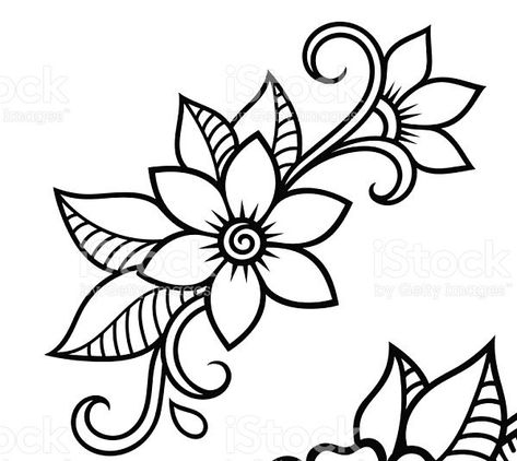 5 Petal Flower Drawing, Batik Art Design Simple, Border Drawing Ideas, Batik Simple, Simple Art Designs, Flower Stencil Patterns, Henna Drawings, Flower Pattern Drawing, Lotus Flower Art