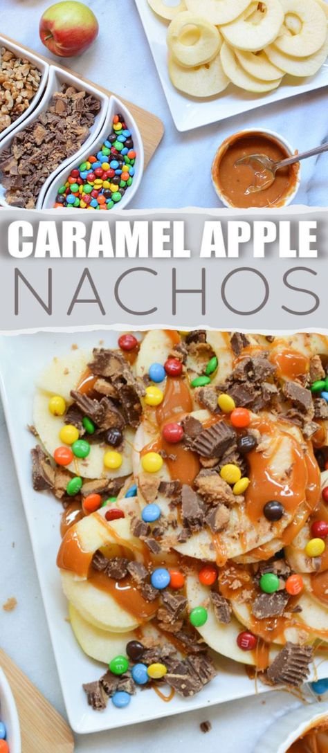 Apple Nacho Bar, Caramel Apple Nachos, Apple Nachos Recipe, Dessert Nachos, Caramel Apple Bars, Animals Tattoos, Apple Nachos, Nacho Bar, Apple Bars