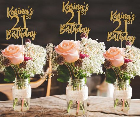 21st Birthday Centerpiece 21st Centerpiece 21st Birthday Party 21st Birthday Decor Gold 21st Birthday Party Decorations 21st Party Decor - Etsy 60th Birthday Centerpieces Diy, 21 Birthday Ideas Theme, Birthday Centerpiece Ideas For Women, 21st Birthday Table Decorations, 21st Birthday Centerpieces, 21st Birthday Party Decorations, 21st Birthday Decor, 60th Birthday Centerpieces, Gold 21st Birthday