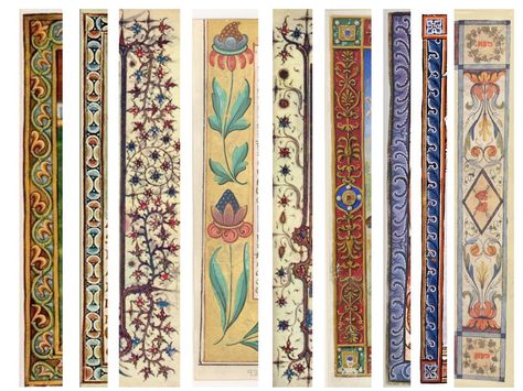 Border bar examples Illustrated Manuscript, Medieval Books, Blog Art, Principles Of Art, Book Of Hours, Medieval Manuscript, Medieval Period, Illuminated Letters, Medieval History