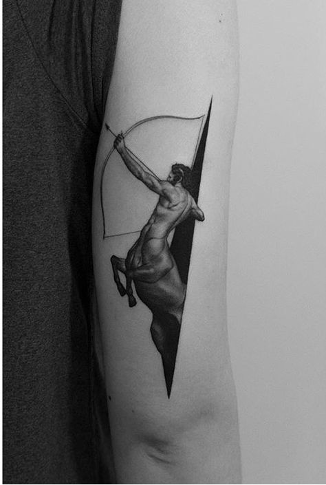 Centaur Tattoo, Gay Tattoos, Tattoo On The Back, Gay Tattoo, Geometric Portrait, Arm Tats, Greek Mythology Tattoos, Mythology Tattoos, November 9