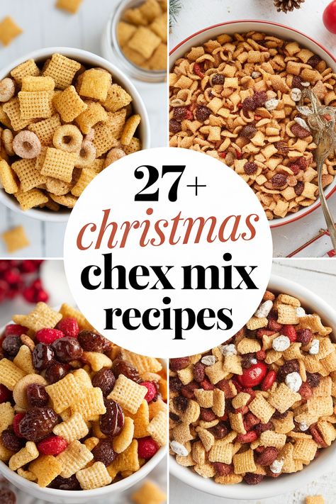 Make your holidays extra special with these delicious Christmas Chex Mix recipes! From sweet to savory there's something for everyone. Perfect for parties gift-giving or cozy nights in. Try adding festive sprinkles chocolate candies pretzels and popcorn for a fun twist. These easy recipes will spread holiday cheer! Xmas Chex Mix Christmas Recipes, Christmas Reindeer Chex Mix Recipe, Christmas Chex Mix Recipe Savory Sweet, Unique Chex Mix Recipes, Sweet & Spicy Chex Mix Recipes, Different Chex Mix Recipes, Holiday Chex Mix Christmas, Diy Chex Mix Recipes, Sweet Chex Mix Recipes Christmas