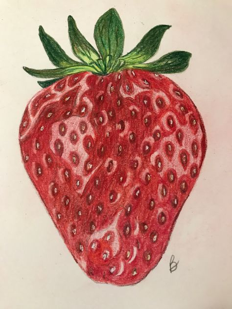 Drawing Fruit Pencil, Strawberry Drawings, Strawberry Sketch, Fruit Drawings, Pencil Colour Painting, Animal Design Illustration, Strawberry Drawing, Art Journal Challenge, Color Pencil Sketch