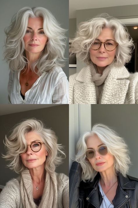 Hairstyle Examples, Haircuts For Medium Length Hair, Going Grey, Birthday Hairstyles, Face Shape Hairstyles, Effortless Beauty, Coarse Hair, Trendy Hair Color, Festival Hair