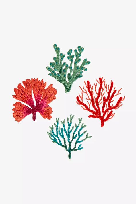 Seaweed Pattern, Creature Marine, Coral Pattern, Flamingo Pattern, Embroidery Transfers, Merino Wool Yarn, Embroidery Patterns Free, Embroidery Needles, Free Embroidery