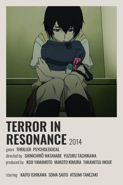 Terror In Resonance, Cosplay Clothes, Japanese Animated Movies, Anime Suggestions, Film Posters Minimalist, Animes To Watch, Poster Anime, Film Anime, Anime Printables